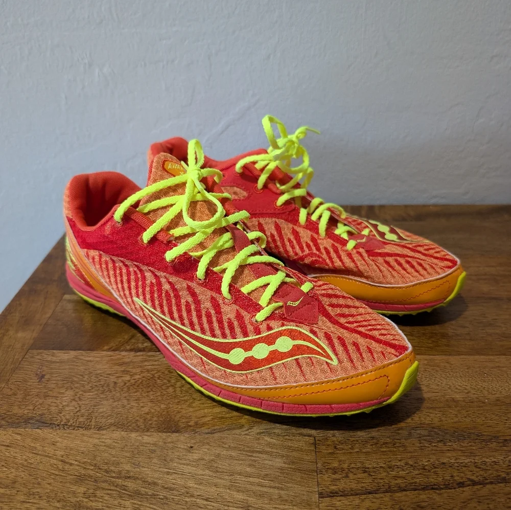 SAUCONY KILKENNY XC5 TRACK/SPIKE SHOES,MESH UPPER,SZ.10.5,ORANGE‎ COLOR